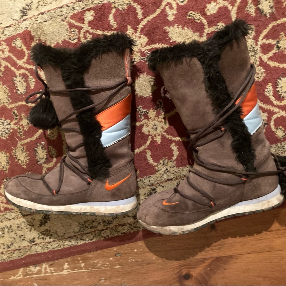 Nike Suede Tall Winter Boots Lace and Zip Sz 8 - Picture 6 of 10